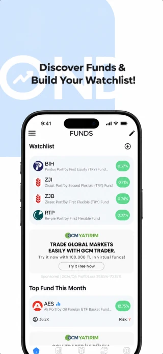 Fund Tracker app — main screen