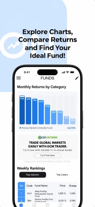 Fund Tracker app — feature screen