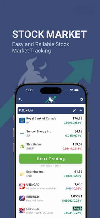 Stock Market app — main screen