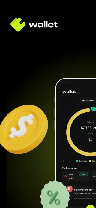 Wallet app — main screen